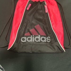 Adidas Red and Black Drawstring Bag